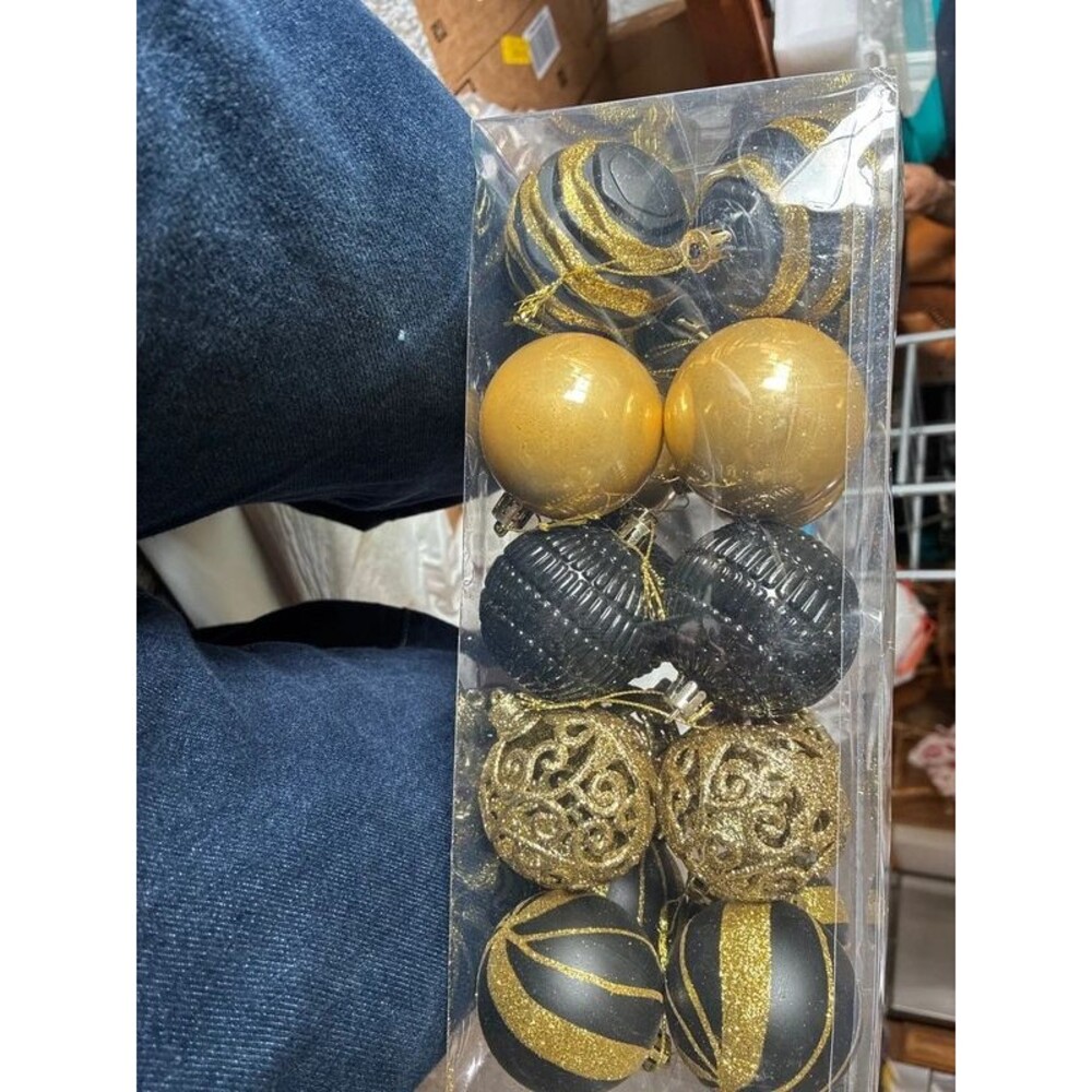 Christmas ornaments gold and black elegant colors
